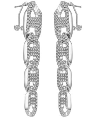 Glass Stone Chain Link Drop Earrings (also in Silver-Tone)