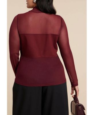 Women's Paneled Sheer Turtleneck