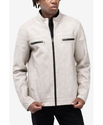 Men's PU Leather Jacket With Hood And Faux Shearling Lining