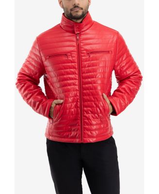 Men's PU Quilted Jacket With Faux Shearling Lining