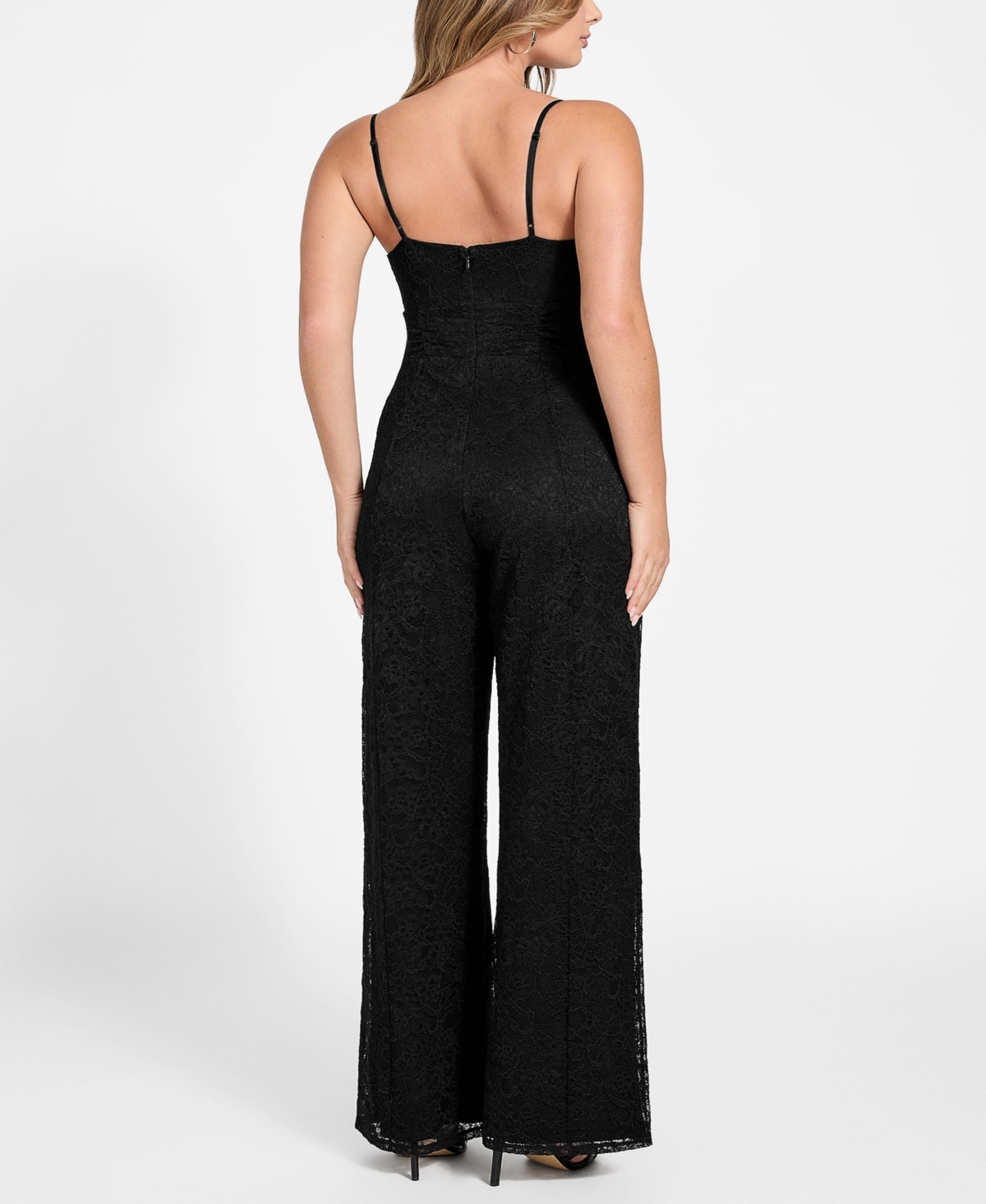Guess Chloe Lace Wide Leg Jumpsuit In Black