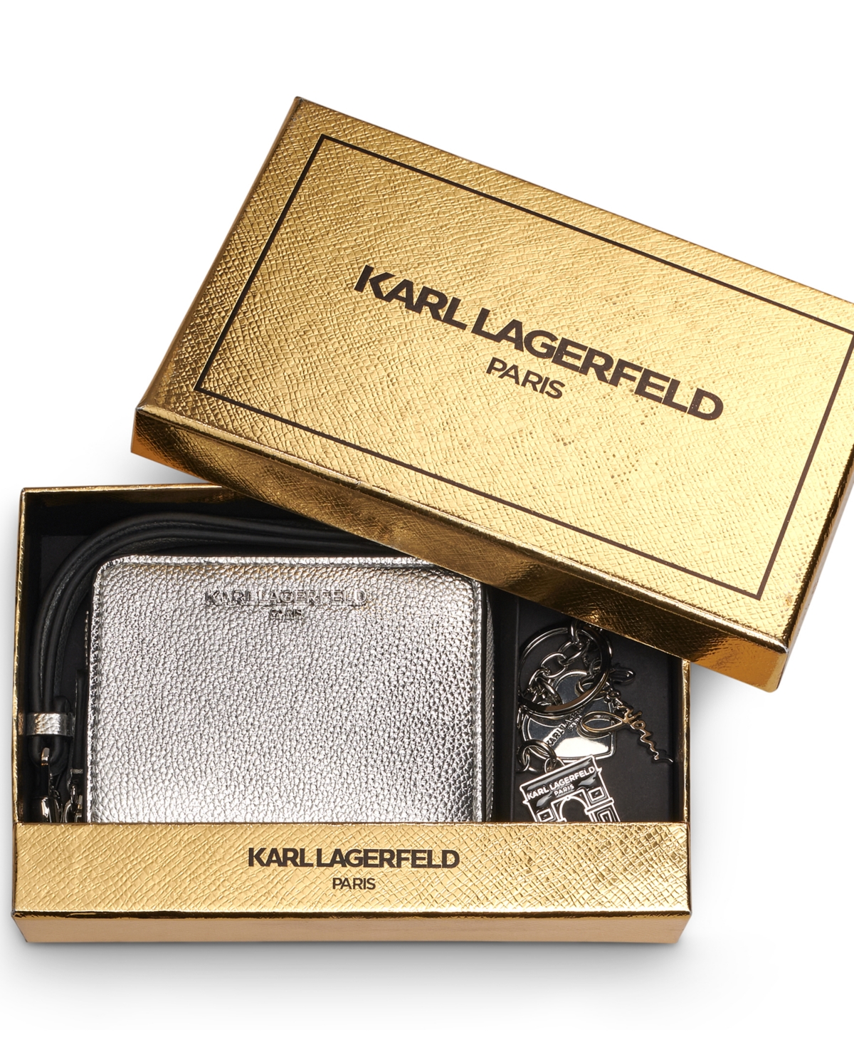 Karl Lagerfeld Boxed Zip Around Wallet In Brown