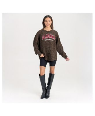 Women's Brown Alabama Crimson Tide Leopard Oversized Sweatshirt