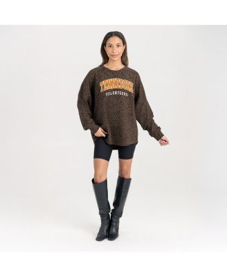 Women's Brown Tennessee Volunteers Leopard Oversized Sweatshirt