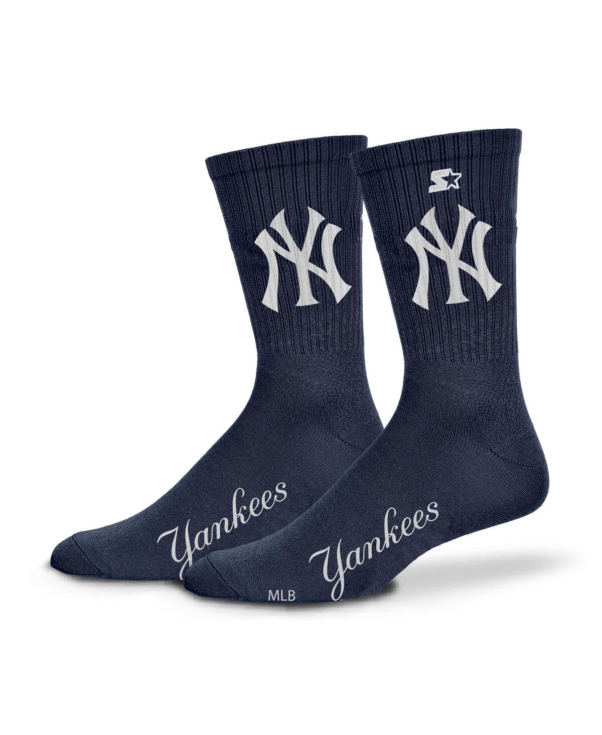 Starter Men's And Women's Navy New York Yankees Satin Crew Socks In Blue