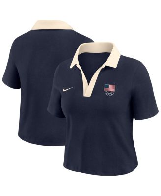 Nike - Women's Navy Cropped V-Neck Polo