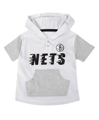 Baby Boys and Girls 3-Piece Black/White Brooklyn Nets Bank Shot Bodysuit, Hoodie, T-Shirt and Shorts Set