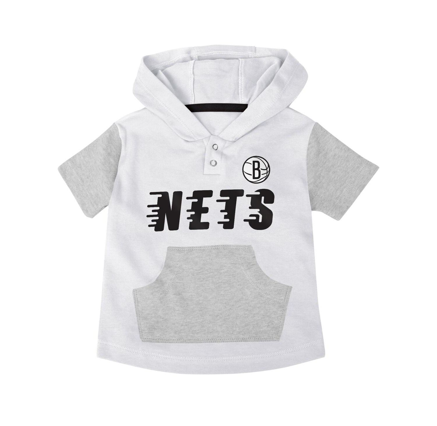 Baby Boys and Girls 3-Piece Black/White Brooklyn Nets Bank Shot Bodysuit, Hoodie, T-Shirt and Shorts Set