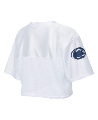 Women's White Penn State Nittany Lions Mesh Cropped V-Neck T-Shirt