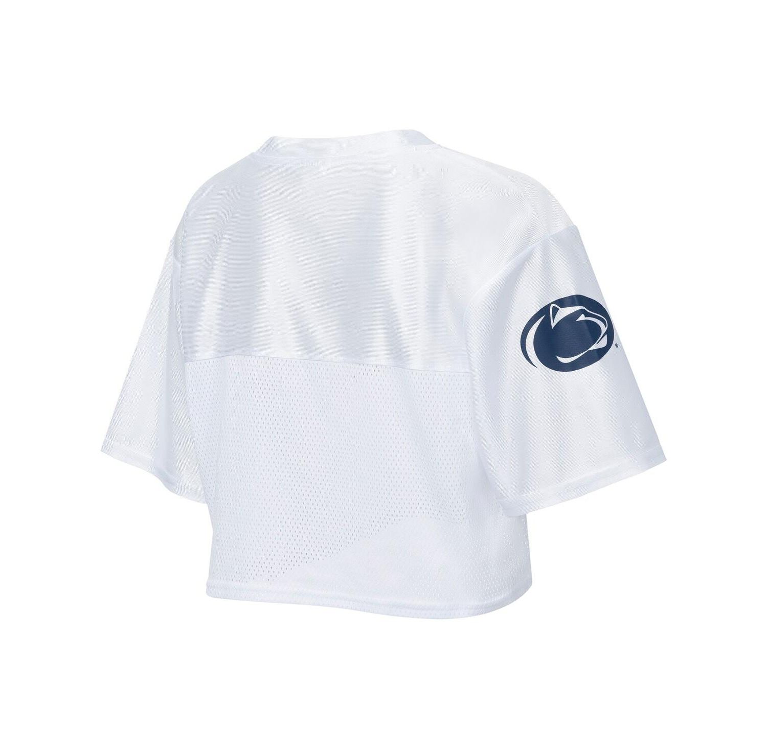 Women's White Penn State Nittany Lions Mesh Cropped V-Neck T-Shirt