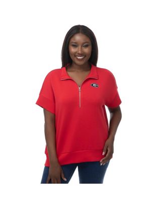 ZooZatz - Women's Red Georgia Bulldogs Tri-Blend Quarter-Zip Flowy Top