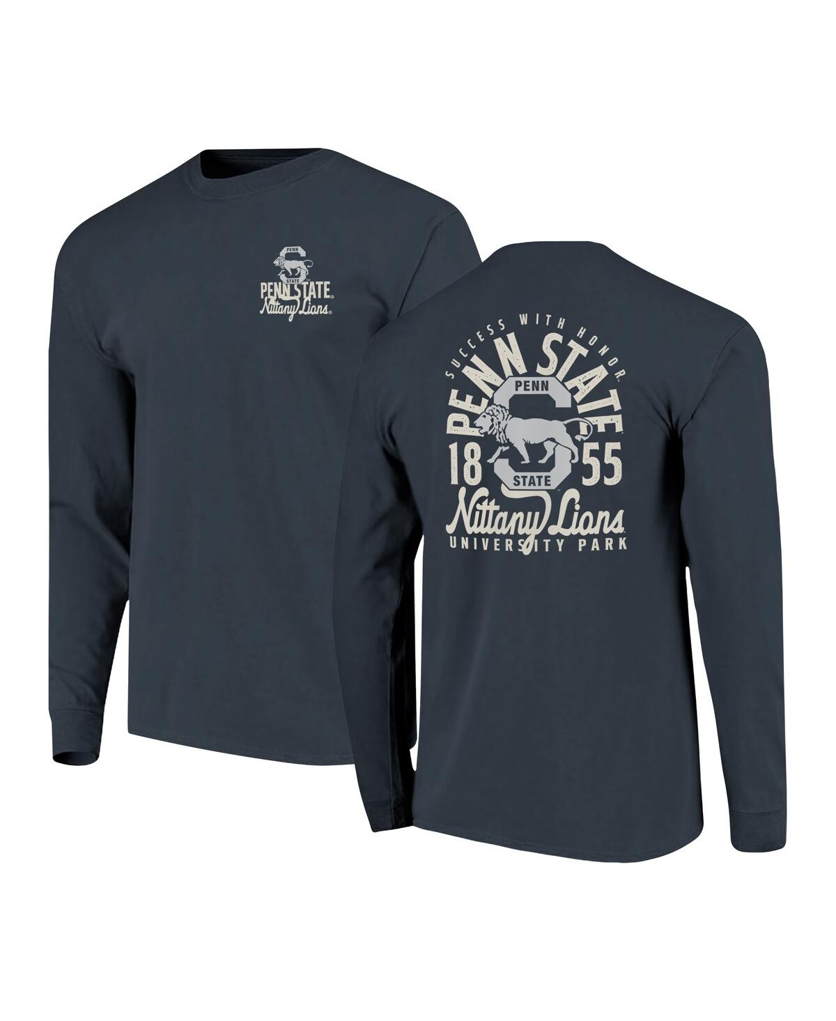 Image One Men's Navy Penn State Nittany Lions Comfort Colors Mascot Overlay Long Sleeve T-shirt In Blue