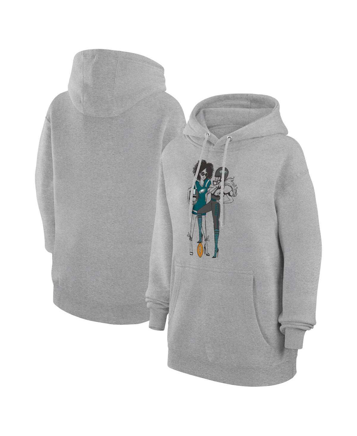G-iii 4Her by Carl Banks Women's Heather Gray Philadelphia Eagles Football Girls Graphic Pullover Hoodie