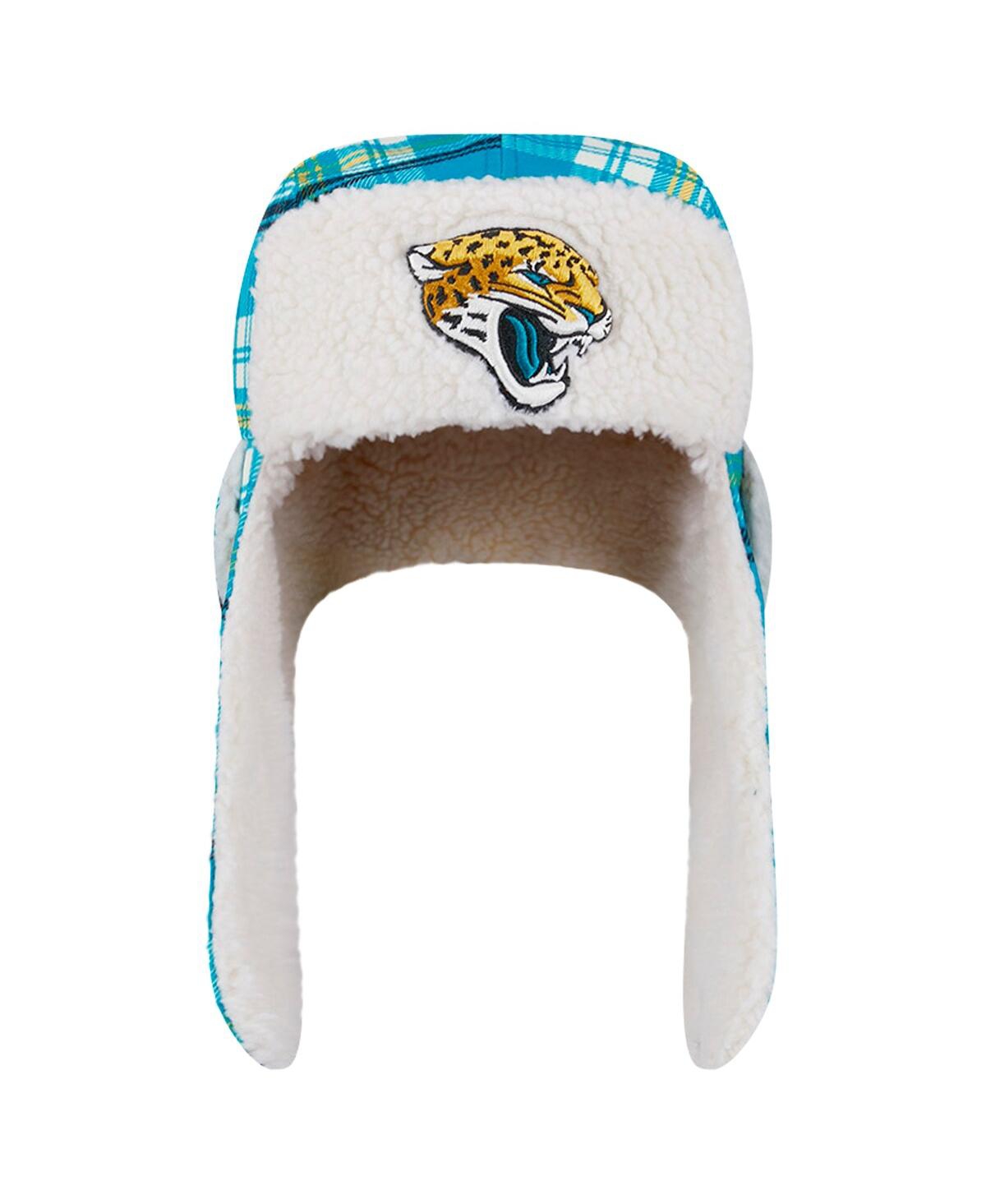 New Era Teal Jacksonville Jaguars Sideline Plaid Sherpa Trapper Hat In Blue