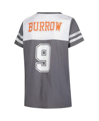Women's Joe Burrow White Cincinnati Bengals Plus Size Bling Raglan V-Neck T-Shirt