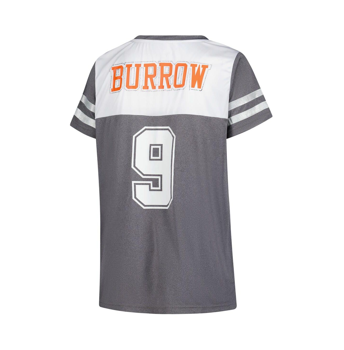 Женская футболка Fanatics Joe Burrow White Cincinnati Bengals Plus Size Bling Raglan V-Neck — фото 3