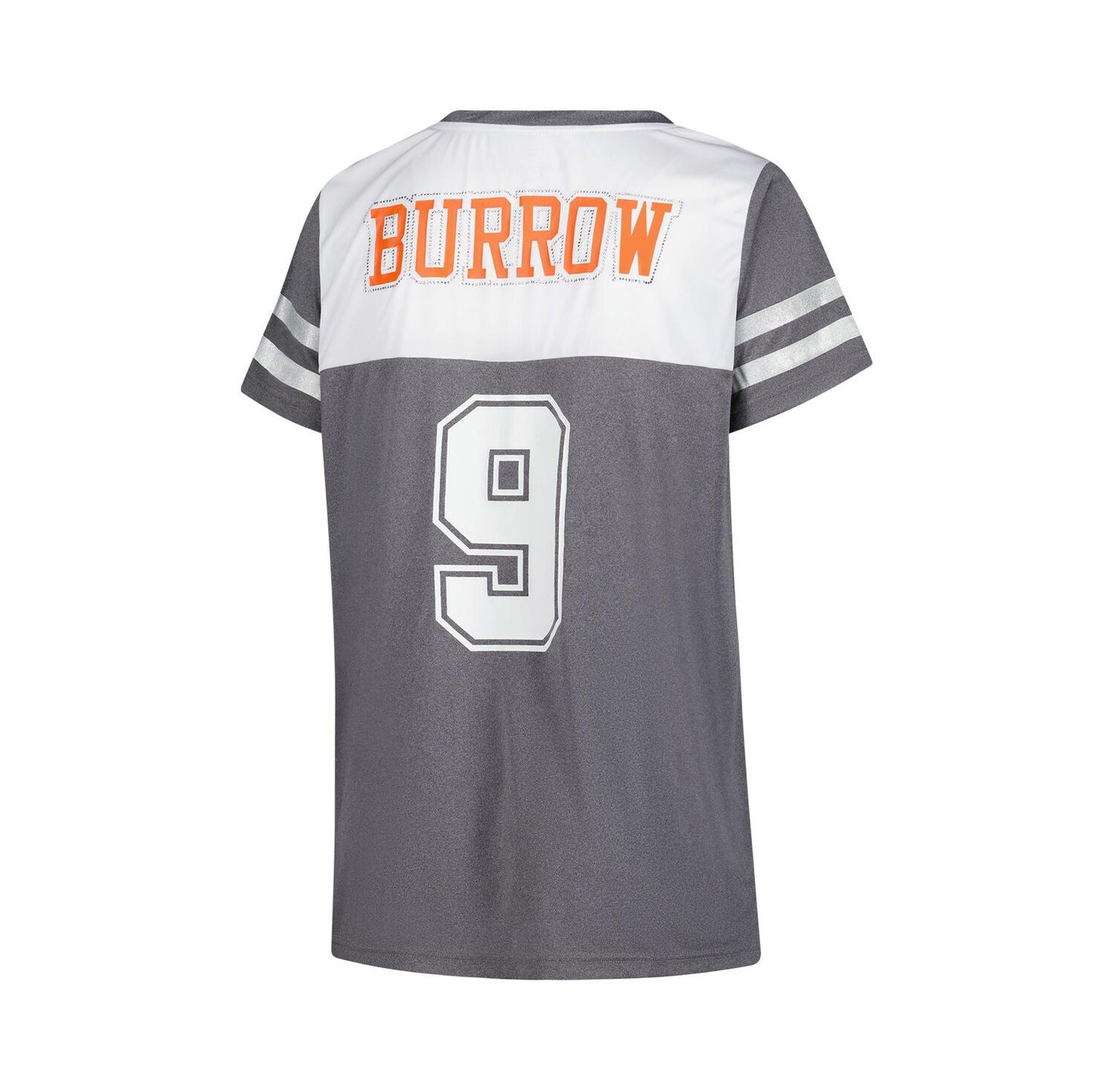 Women's Joe Burrow White Cincinnati Bengals Plus Size Bling Raglan V-Neck T-Shirt