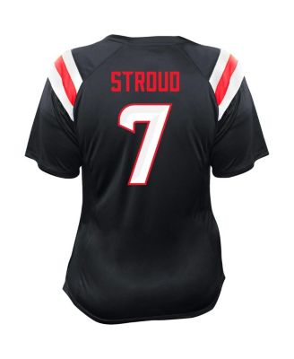 Women's C.J. Stroud Navy Houston Texans Plus Size Name Number Raglan Lace V-Neck T-Shirt
