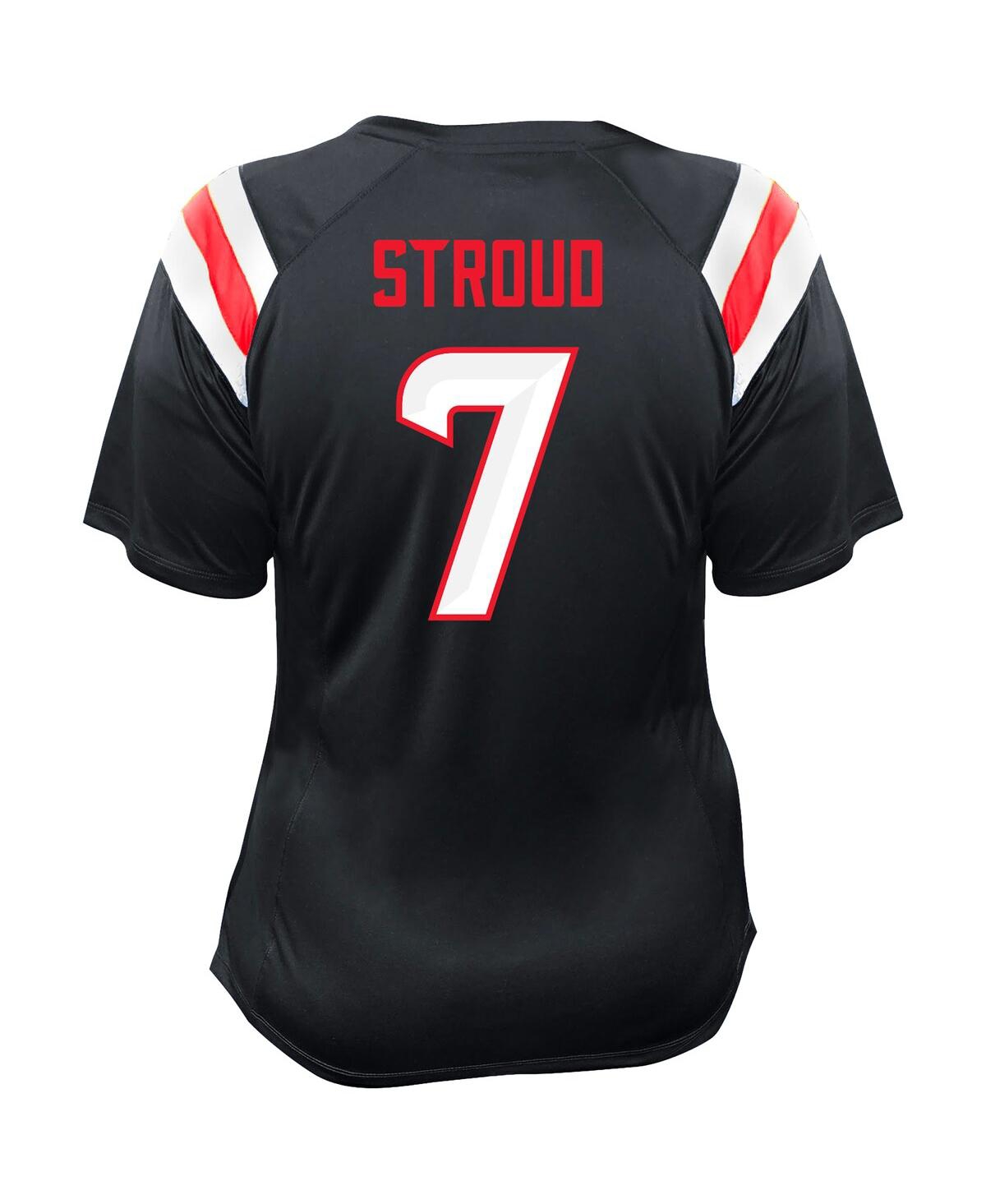 Fanatics Women's C.j. Stroud Navy Houston Texans Plus Size Name Number Raglan Lace V-neck T-shirt In Black