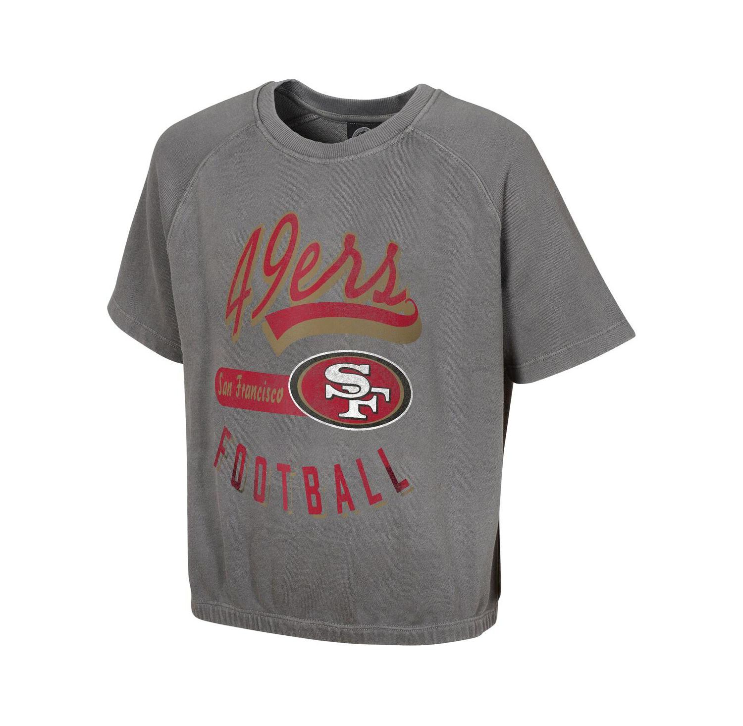 Women's Gray San Francisco 49ers Mineral Wash Short Sleeve Top