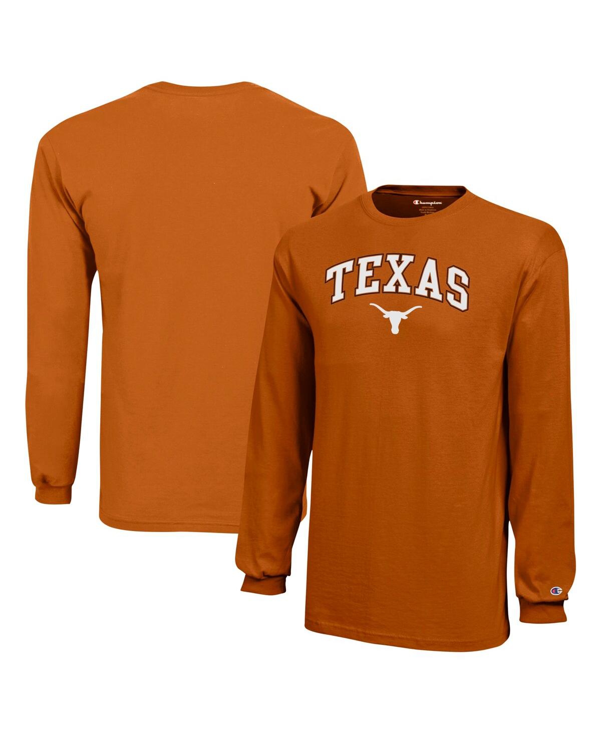 Champion Big Boys And Girls Texas Orange Texas Longhorns Arch Over Logo Long Sleeve T-shirt In Orange