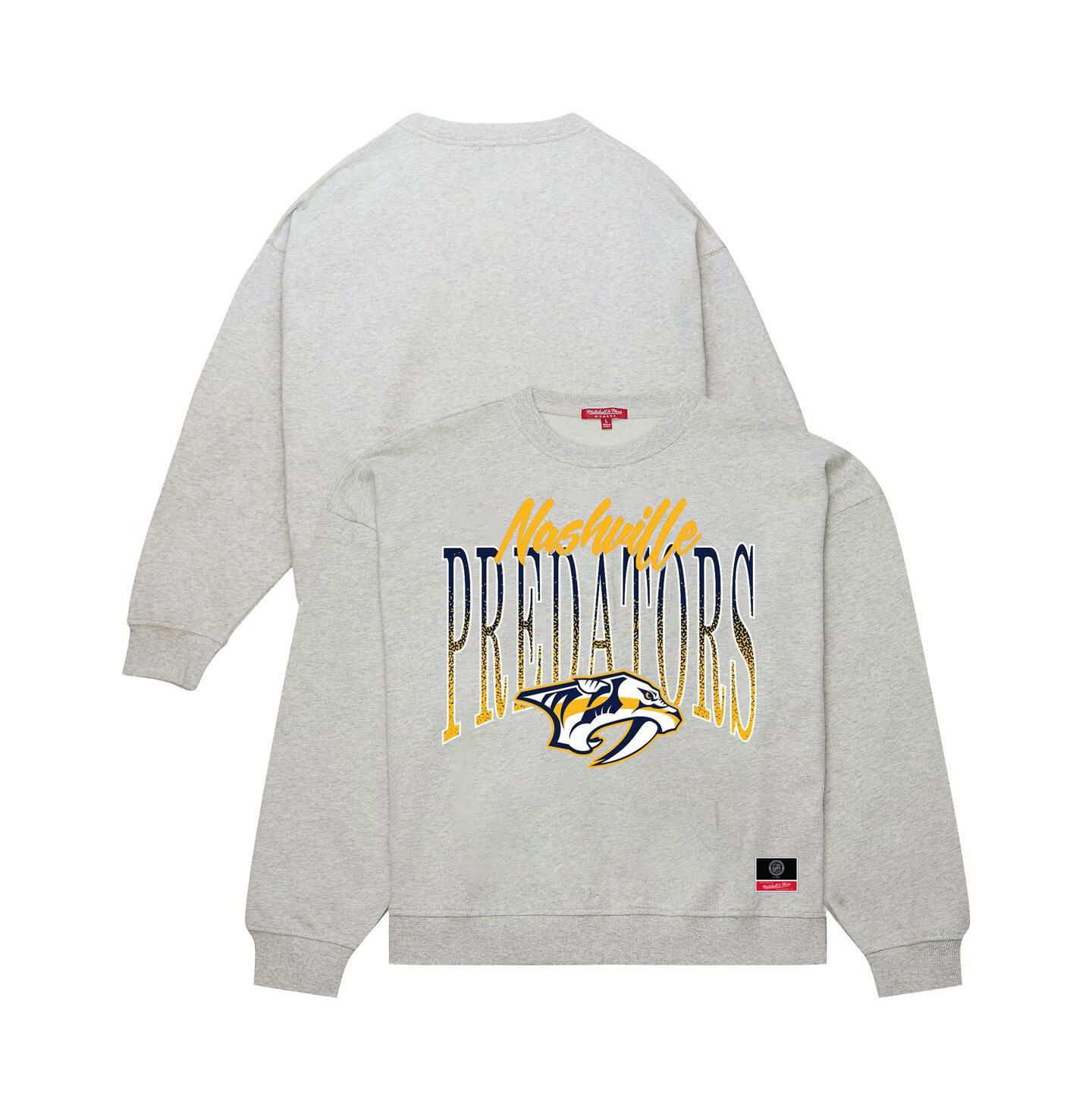 Женская толстовка Mitchell & Ness Heather Gray Nashville Predators Hockey Night Sweatshirt — фото 1