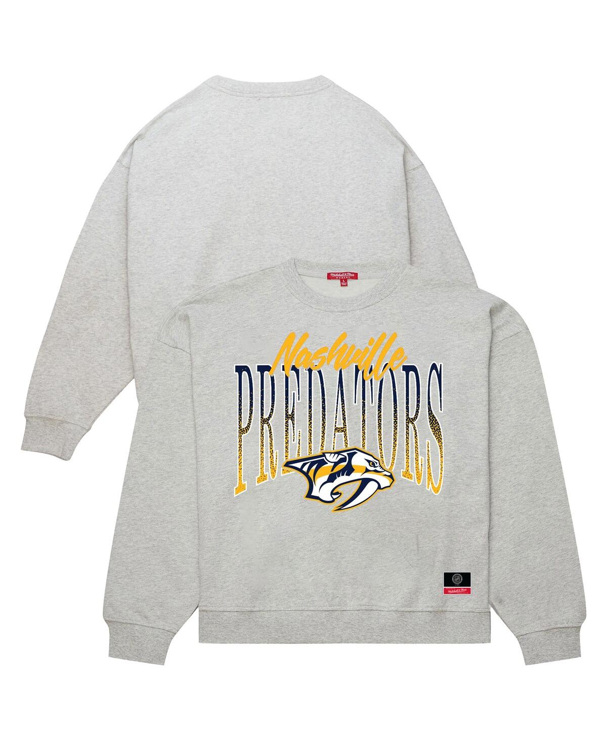 Mitchell & Ness Women's Heather Gray Nashville Predators Hockey Night Sweatshirt In Gray