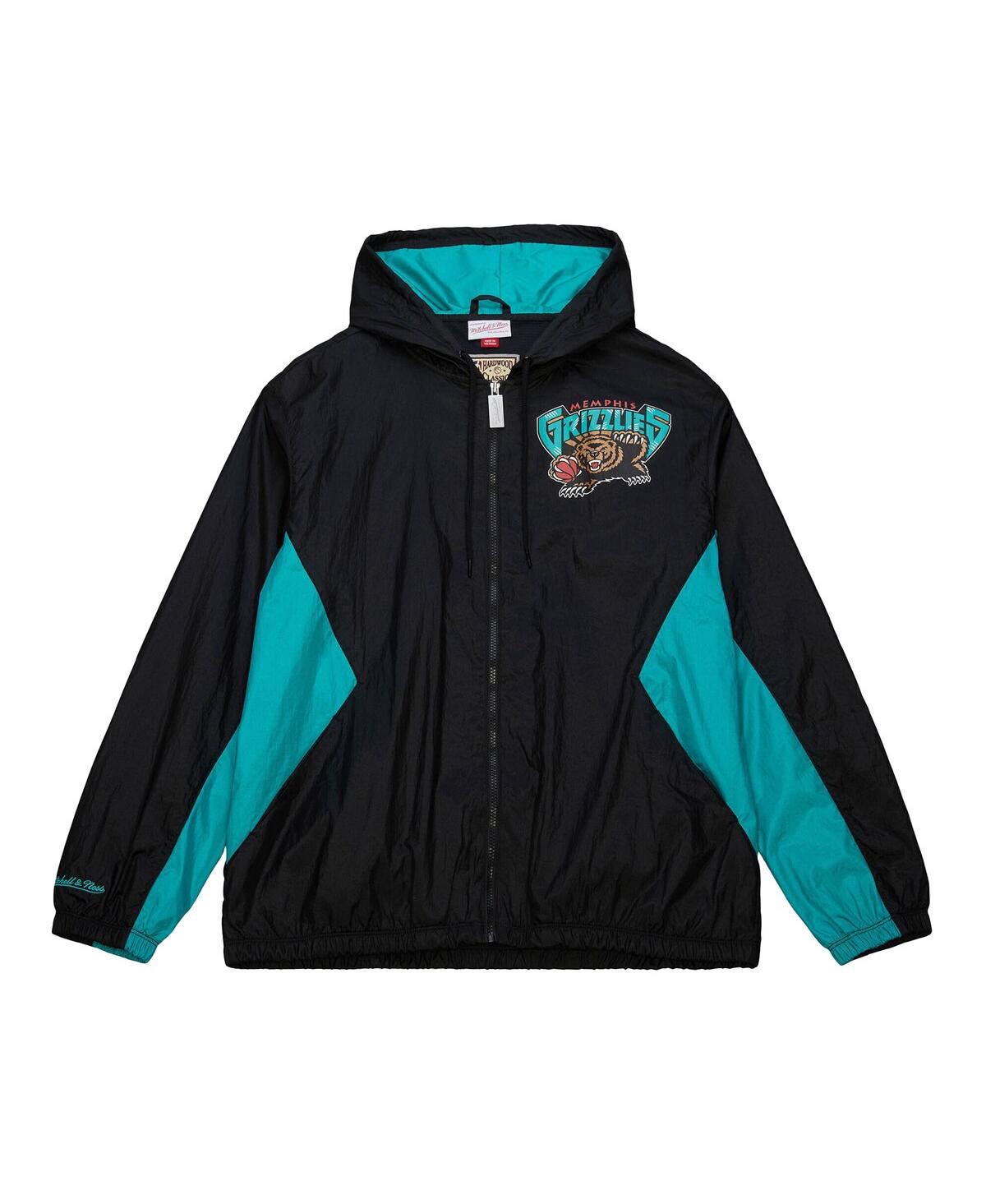 Mitchell & Ness Men's Black Memphis Grizzlies Playmaker Full-Zip Windbreaker Jacket