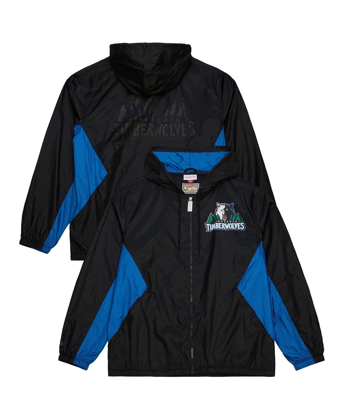 Mitchell & Ness Men's Black Minnesota Timberwolves Playmaker Full-Zip Windbreaker Jacket