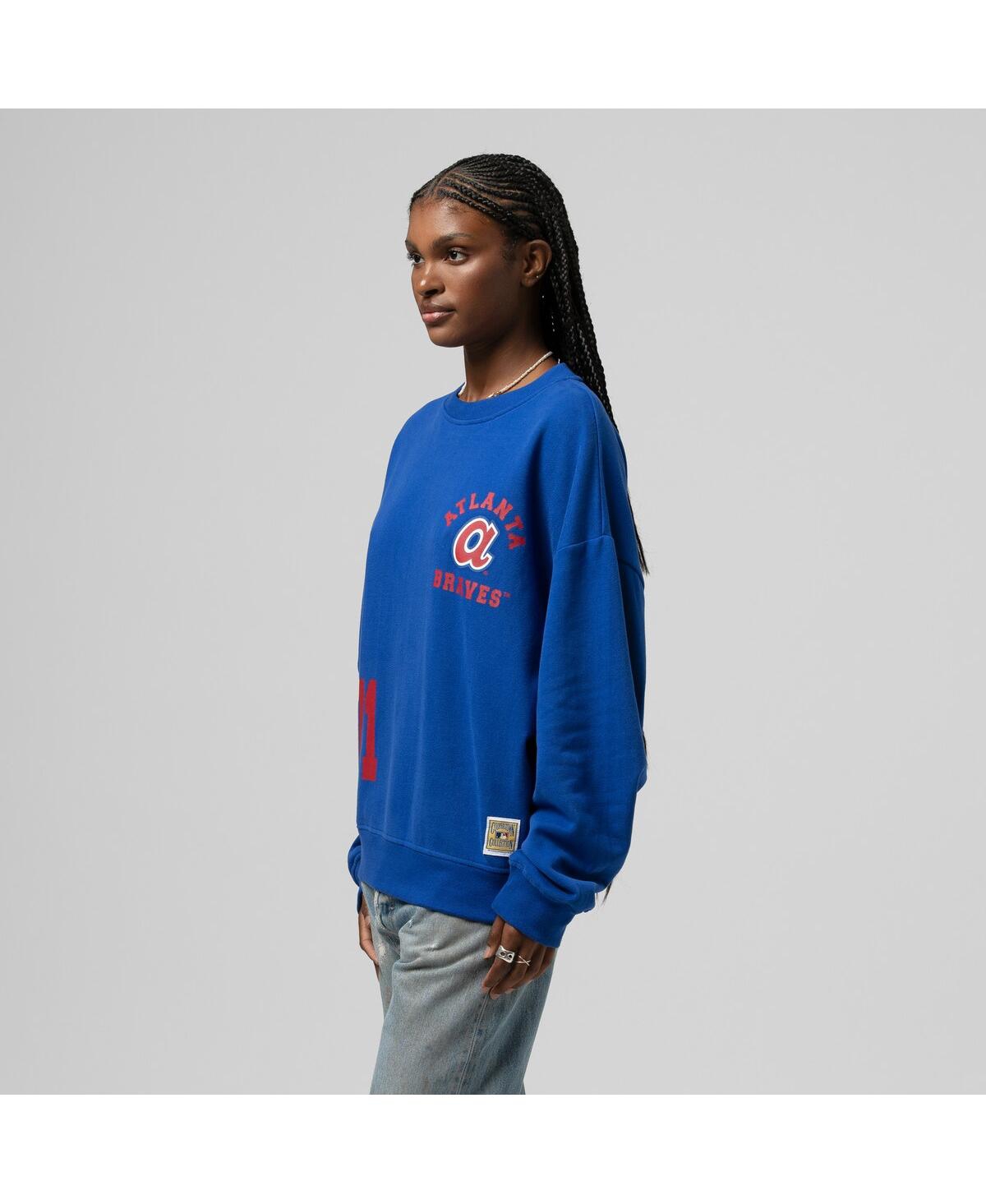 Mitchell & Ness Women's Royal Atlanta Braves Cooperstown Collection Crewneck Sweatshirt In Blue