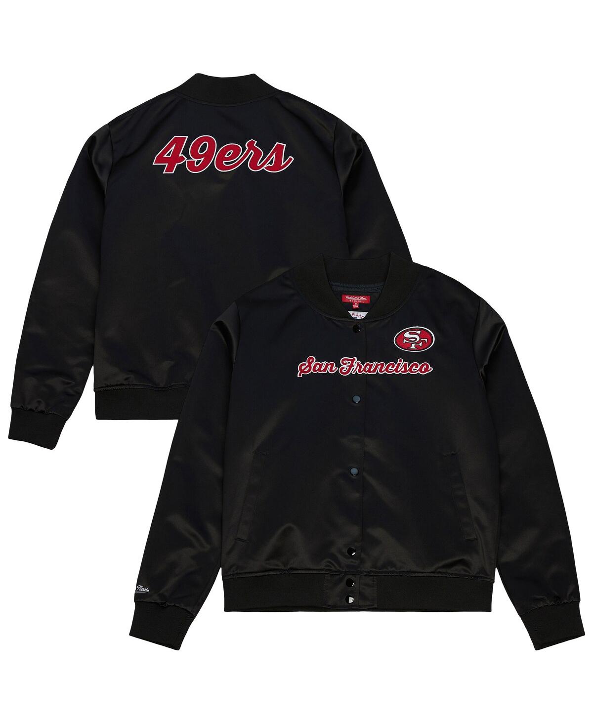 Mitchell & Ness Black San Francisco 49ers Full-snap Satin Jacket In Black