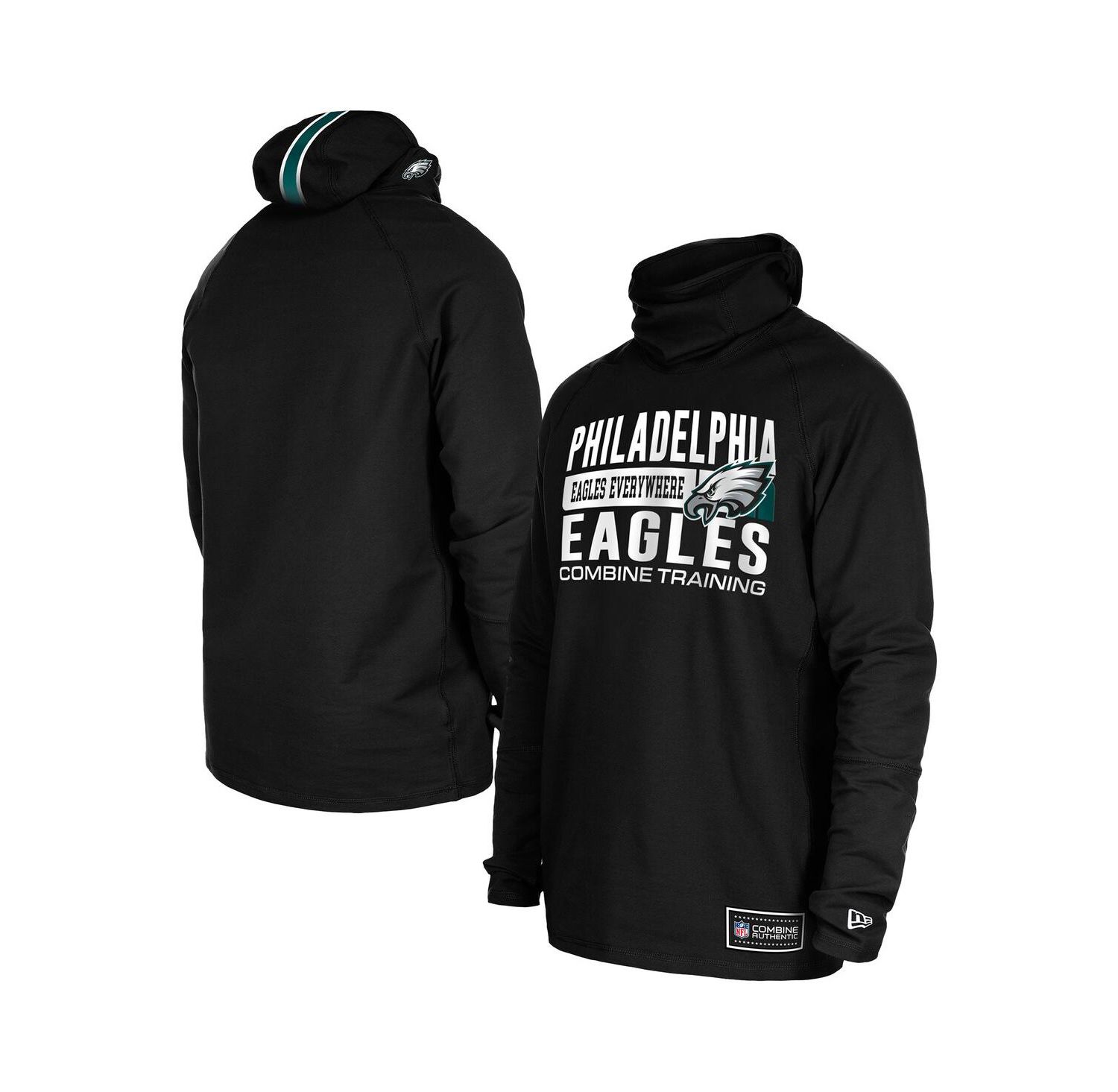 Men's Black Philadelphia Eagles Functional Fandom Balaclava Helmet Stripe Tri-Blend Hoodie
