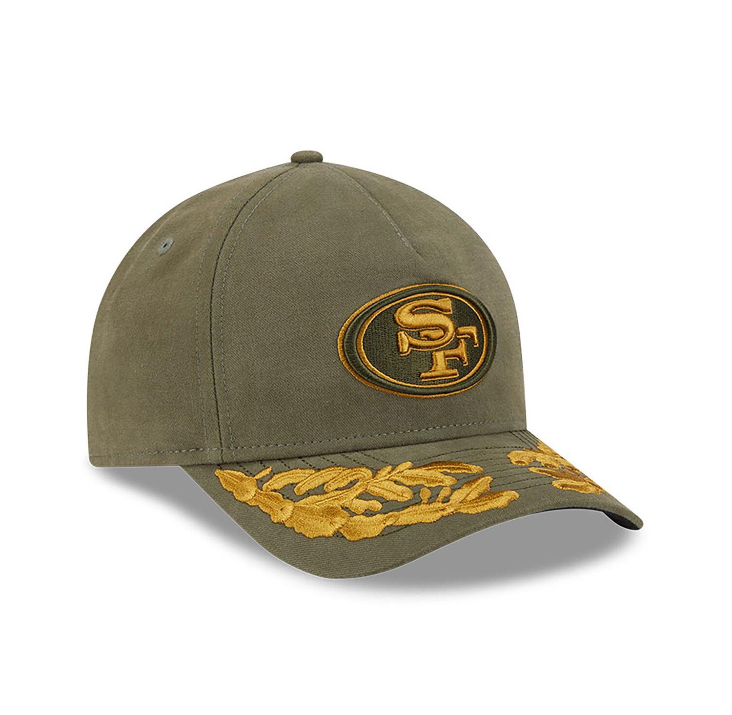 x Alpha Industries Men's Olive San Francisco 49ers A-Frame 9FORTY Adjustable Hat