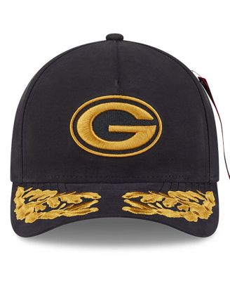 x Alpha Industries Men's Black Green Bay Packers A-Frame 9FORTY Adjustable Hat