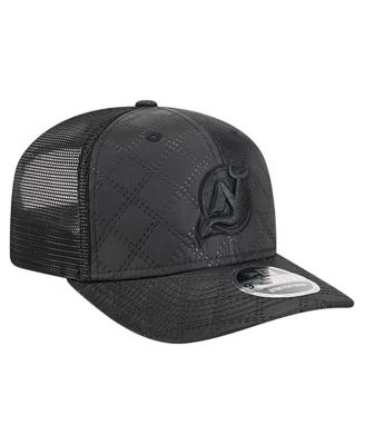 Men's Black New Jersey Devils Quilted Nylon 9SEVENTY Adjustable Trucker Hat