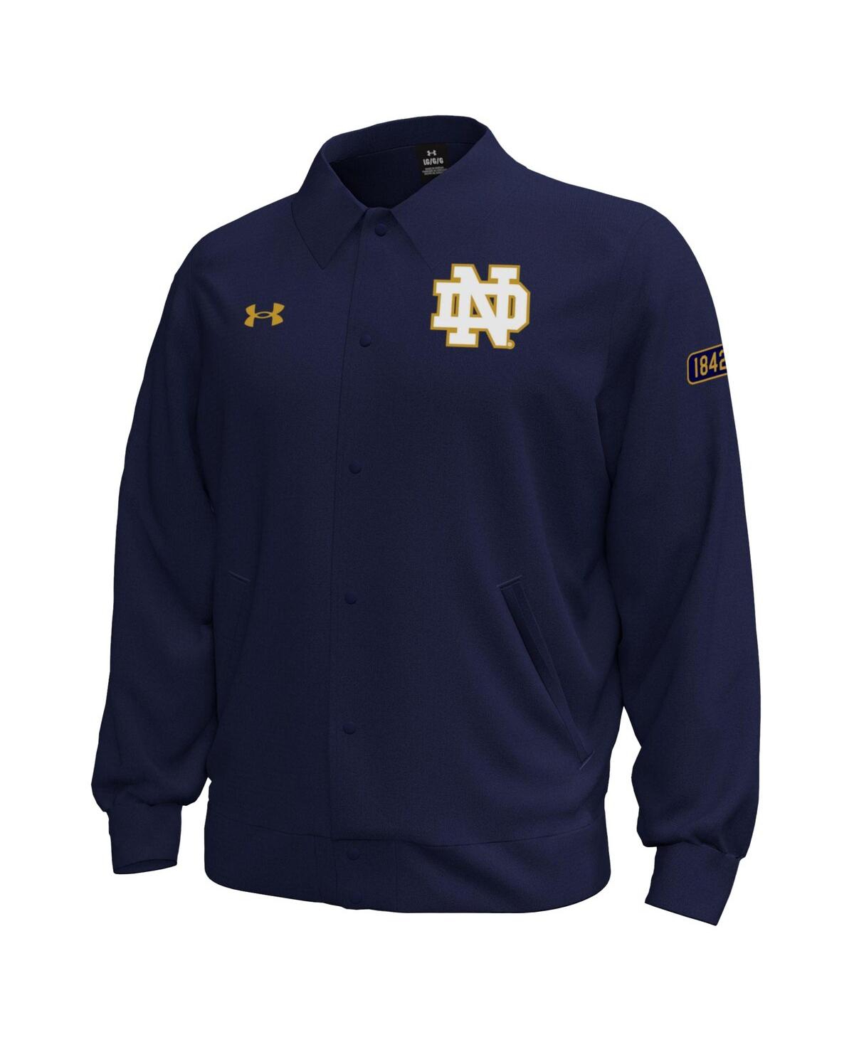 Under Armour Men's Navy Notre Dame Fighting Irish Gameday Icon Full-snap Fleece Jacket In Blue