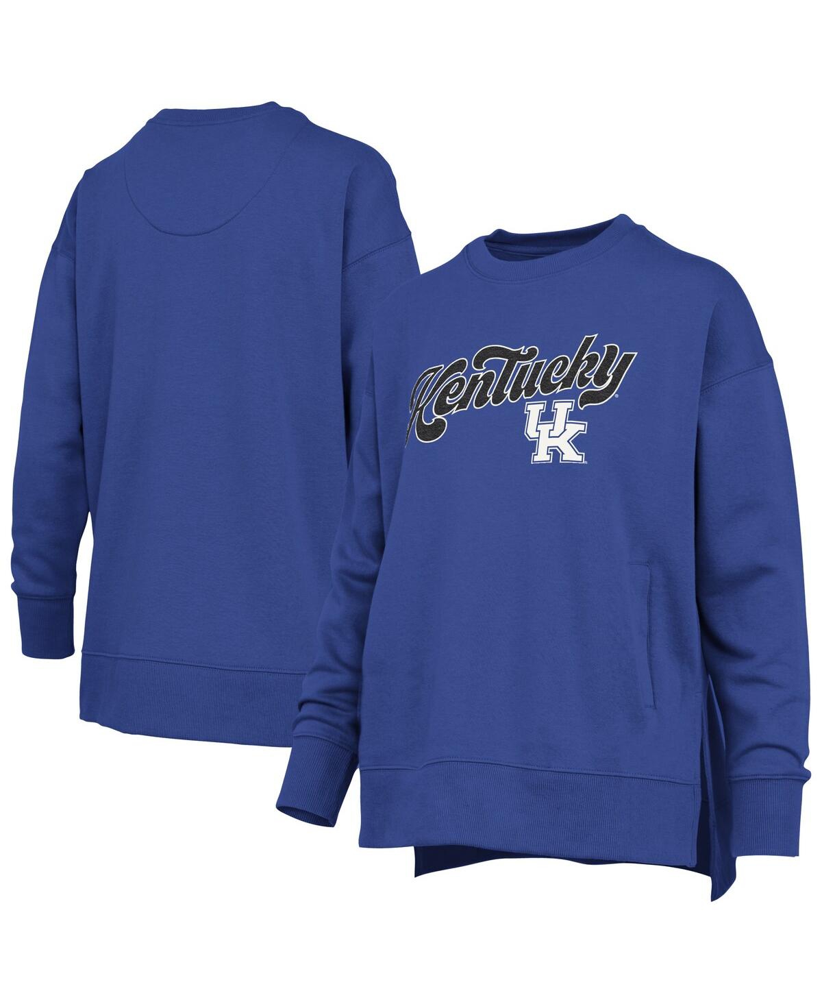 Pressbox Women's Royal Kentucky Wildcats Bonanza Chenille Harper Script Sweatshirt