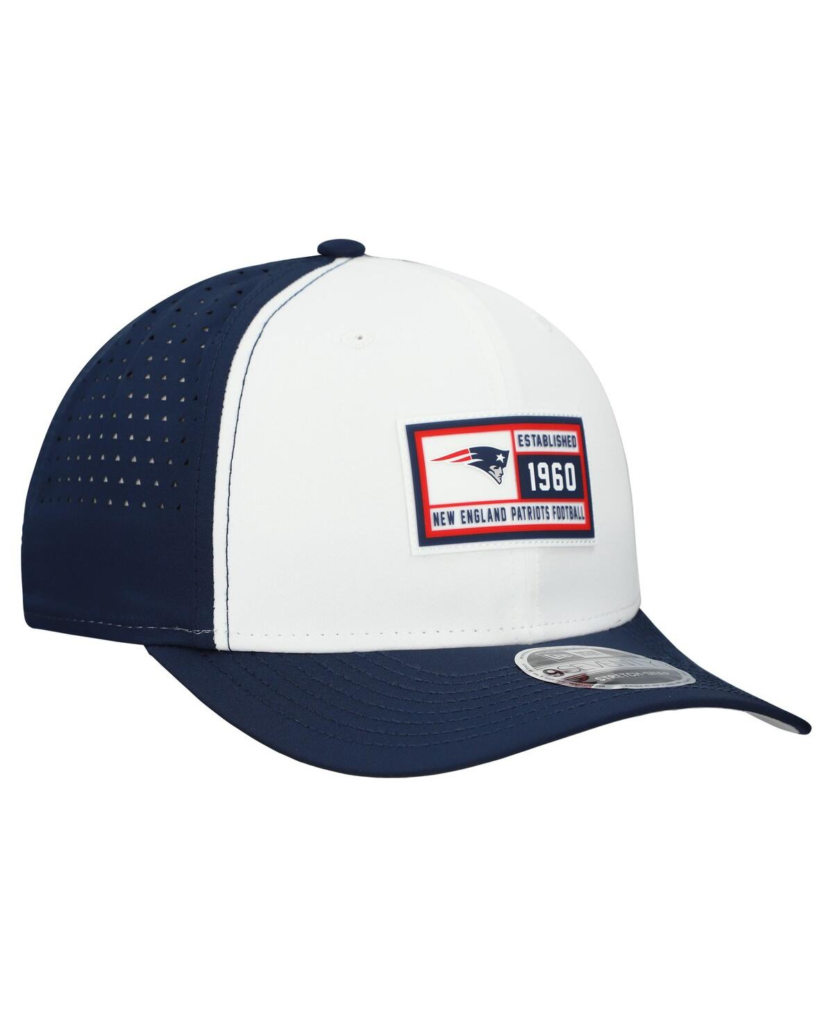 New Era Men's White/Navy New England Patriots Established Patch 9SEVENTY Adjustable Hat