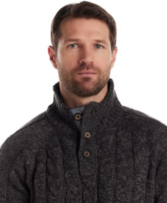 Men's Cable Knit Quarter Button Long Sleeve Sweater