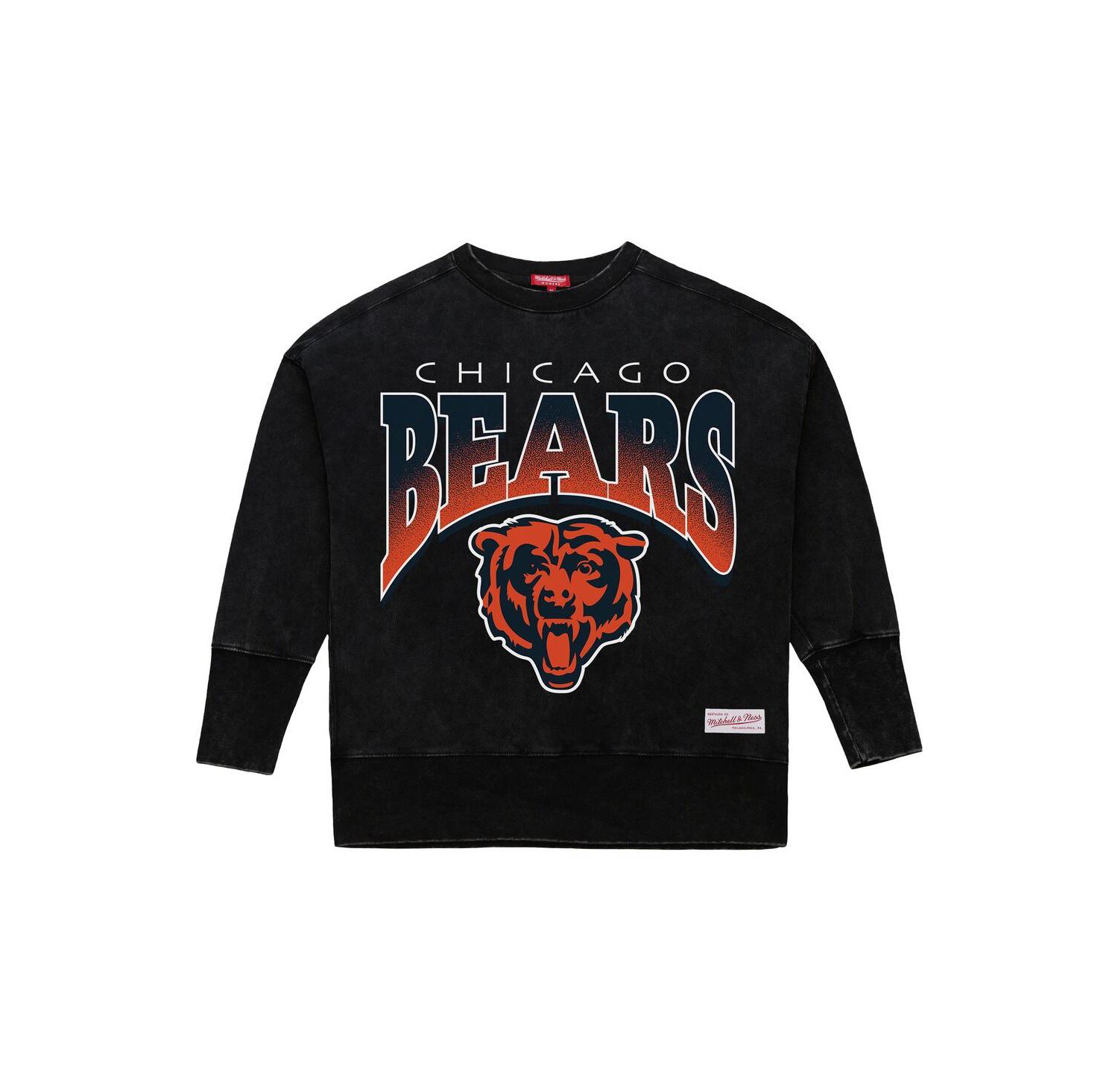 Women's Black Chicago Bears Delineate Mineral Wash Crewneck Sweatshirt
