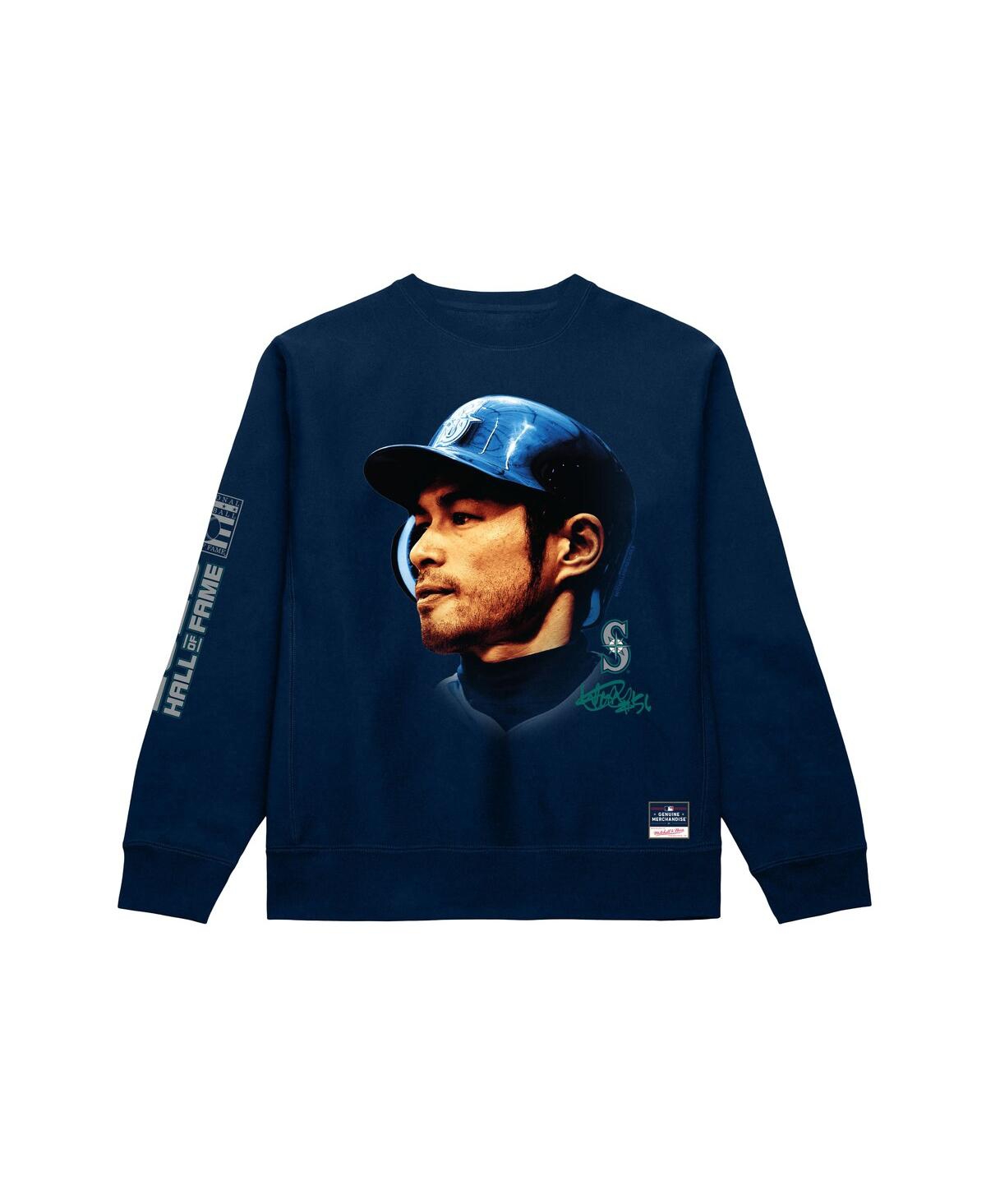 Mitchell & Ness Men's Ichiro Suzuki Navy Seattle Mariners Hall Of Fame Sweatshirt In Blue