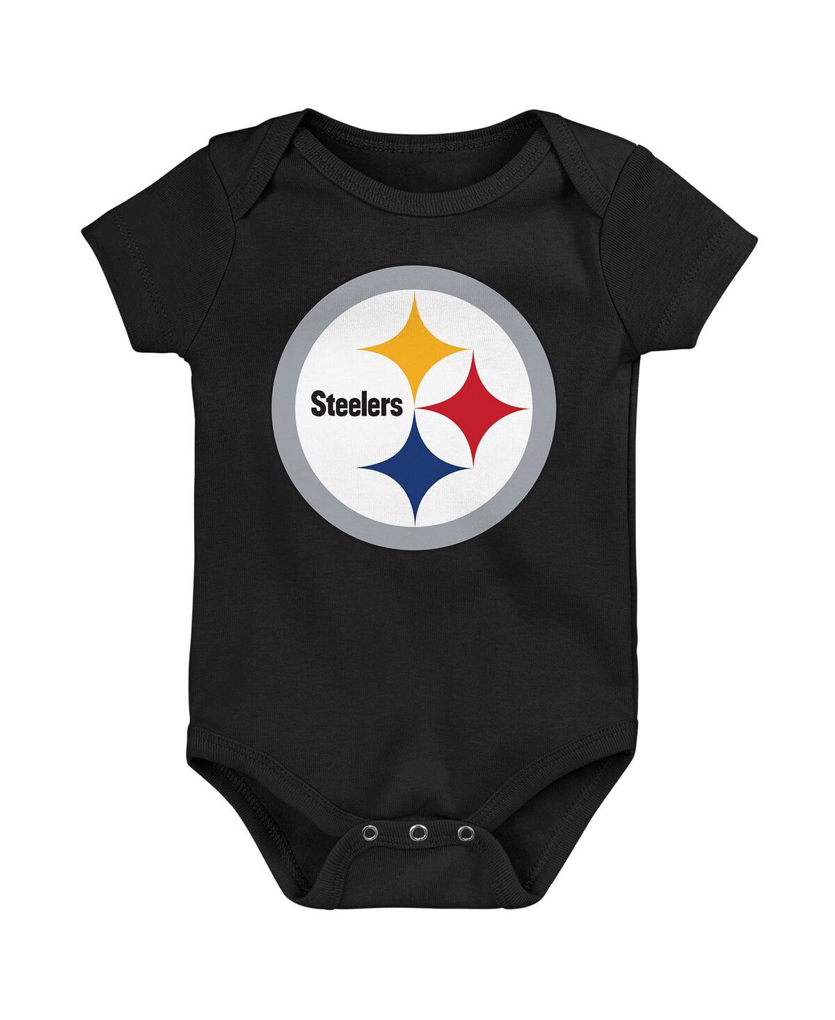 Outerstuff Newborn 3-piece Pittsburgh Steelers Little Tike Bodysuit Set In Multi