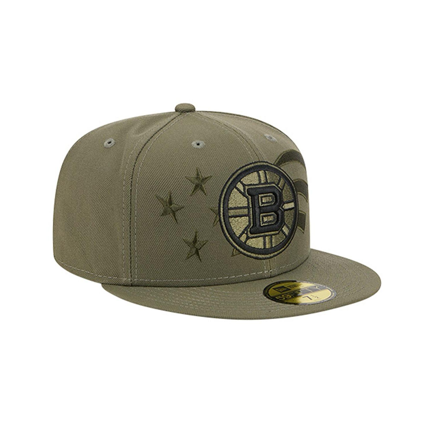 Men's Olive Boston Bruins Military Appreciation Flag 59FIFTY Fitted Hat
