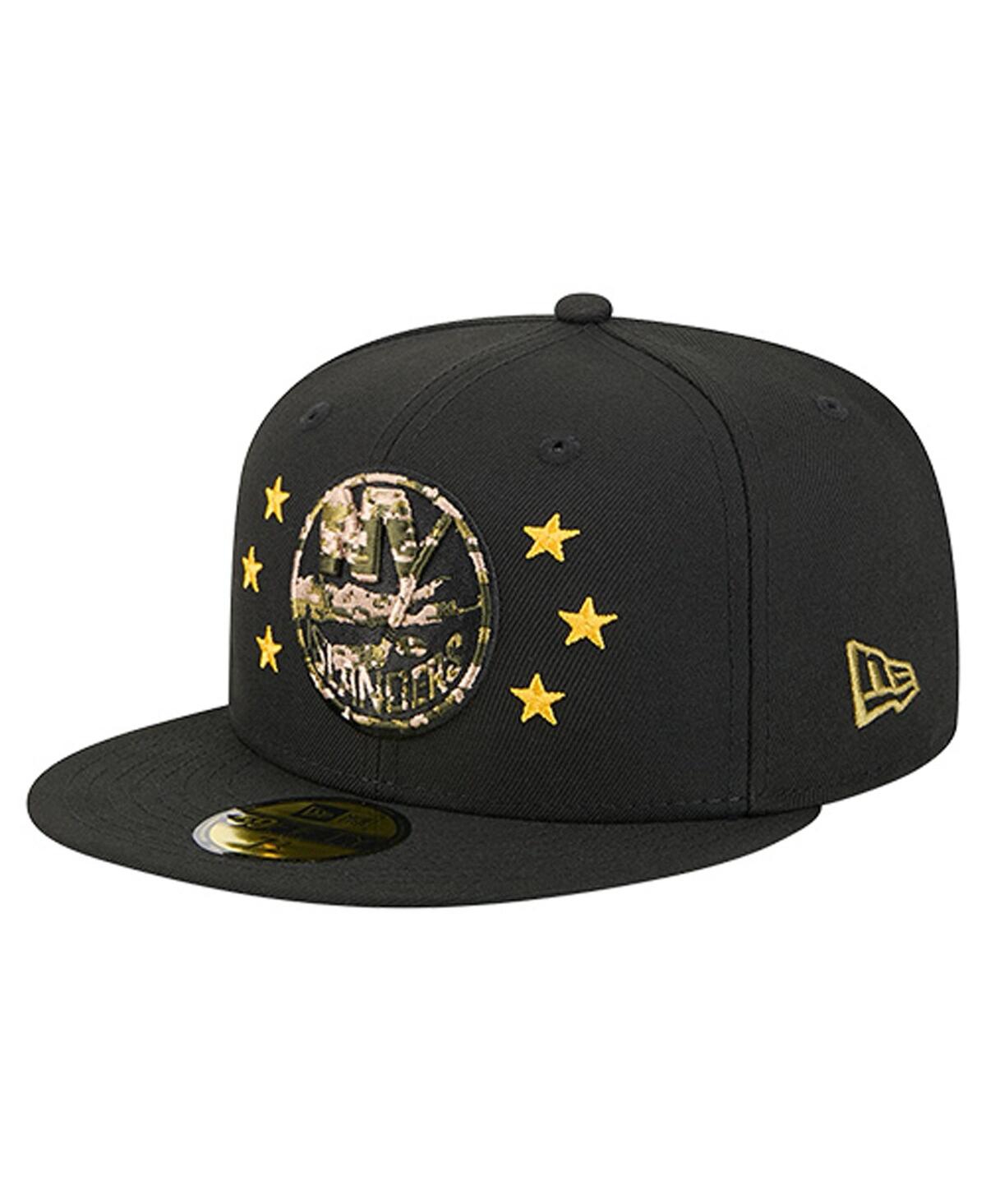 New Era Men's Black York Islanders Military Appreciation Digital Camo Stars 59FIFTY Fitted Hat