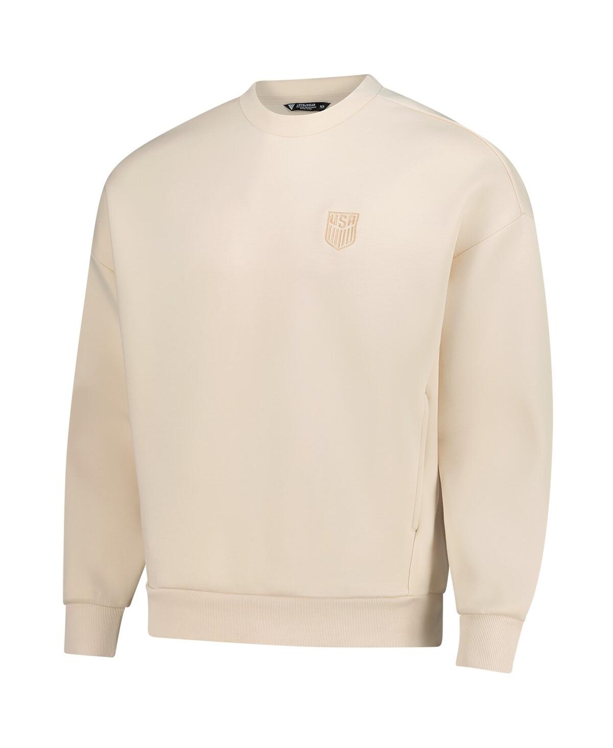 Levelwear Men's And Women's Khaki Usmnt Luxe Signature Tri-blend Pullover Sweatshirt In Nude