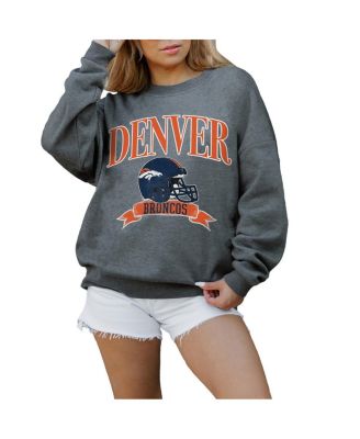 Gameday Couture - Women's Charcoal Denver Broncos Oversized Seal The Deal Premium Fleece Drop Shoulder Pullover Sweatshirt