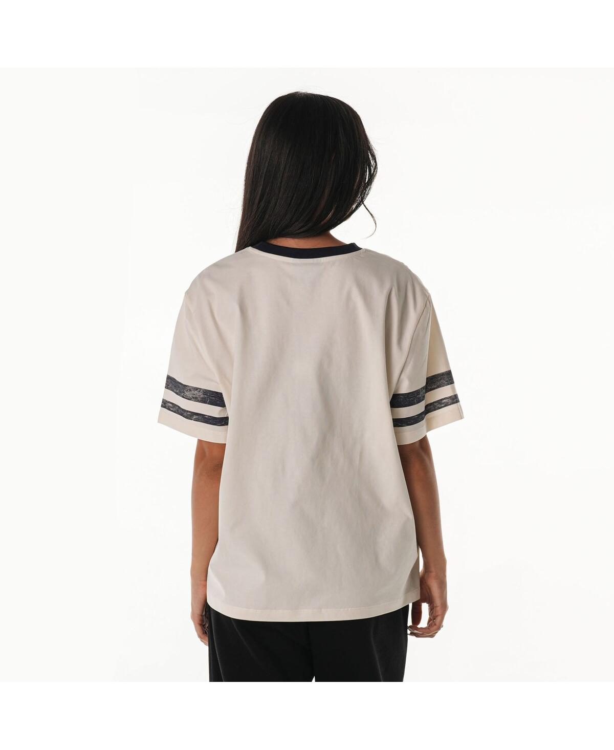 The Wild Collective Women's Cream Dallas Cowboys Drop Shoulder Oversized Boyfriend T-shirt In White