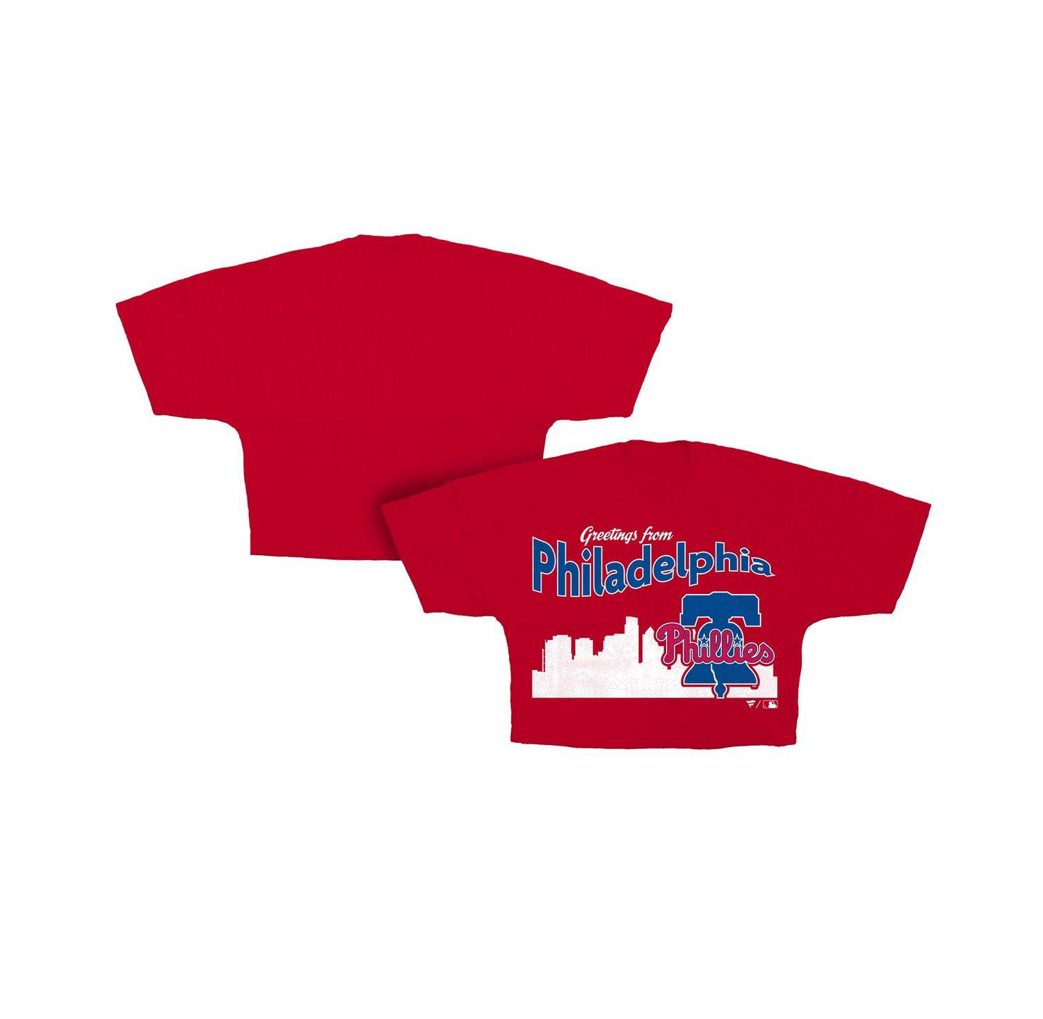 Women's Red Philadelphia Phillies Skyline Crop T-Shirt