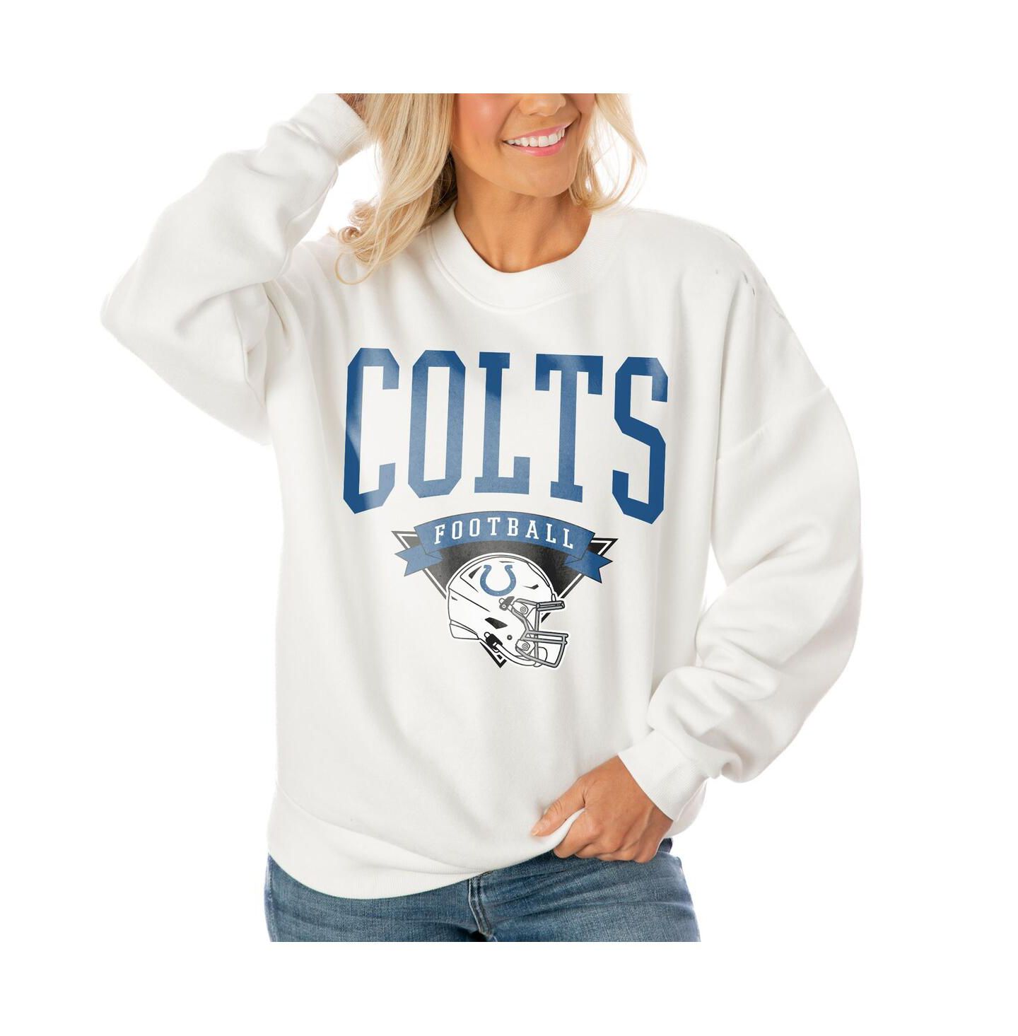 Женская толстовка Gameday Couture White Indianapolis Colts Oversized Yard Line Tri-Blend Pullover — фото 1
