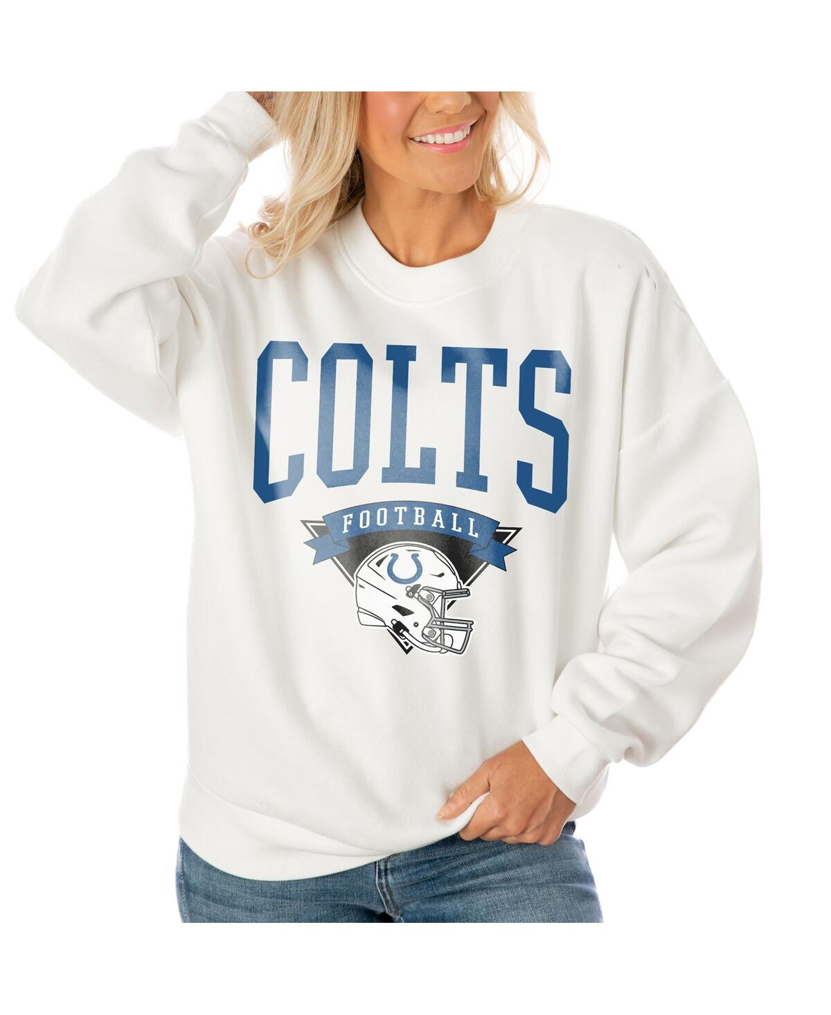 Gameday Couture Women's White Indianapolis Colts Oversized Yard Line Tri-blend Pullover Sweatshirt In White